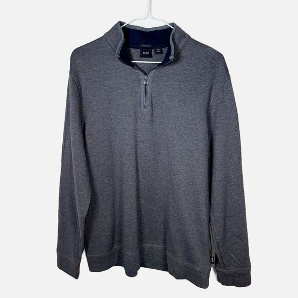 Hugo Boss Half Zip Pullover Men’s XL Gray Regular Fit Long Sleeve - Picture 2 of 14